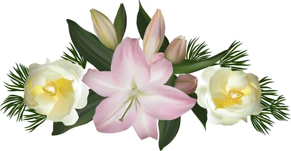 Illustration Avec Des Fleurs Lys Isolées Sur Fond Blanc — Image vectorielle