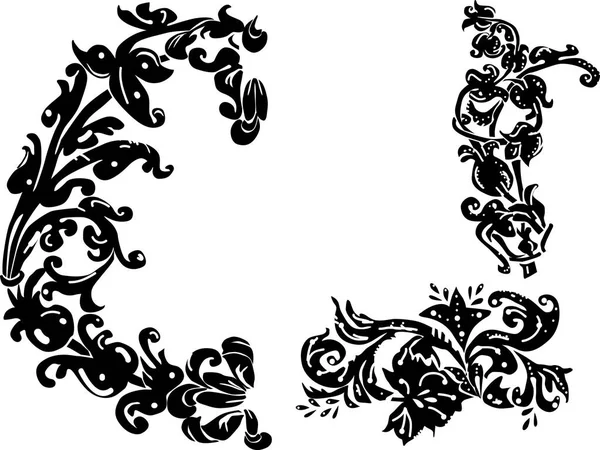 Illustration Mit Drei Schwarzen Dekorationen Auf Weißem Hintergrund — Stockvektor