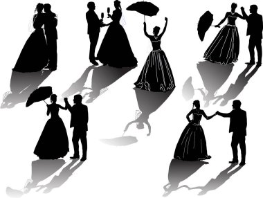 illüstrasyon izole beyaz arka plan üzerinde düğün çiftler ile