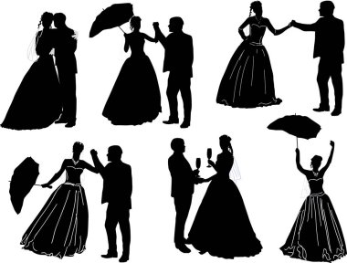 illüstrasyon izole beyaz arka plan üzerinde düğün çiftler ile