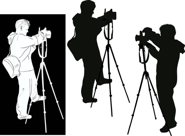 Illustration Mit Auf Weißem Und Schwarzem Hintergrund Isolierten Fotografen — Stockvektor