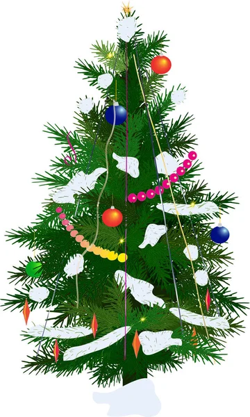 Illustration Mit Grünem Weihnachtsbaum Isoliert Auf Weißem Hintergrund — Stockvektor