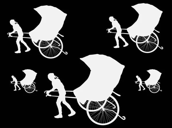 Illustration Rickshaw Isolated Black Background — Stock Vector