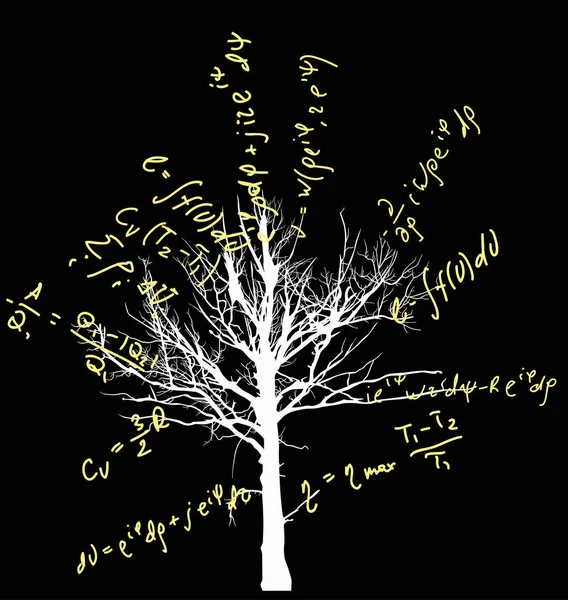 在黑色背景图上分离出数学方程的树 — 图库矢量图片