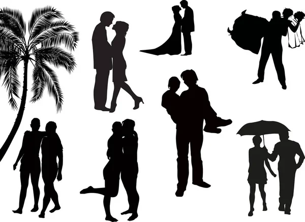 Illustration Avec Des Couples Mariage Isolés Sur Fond Blanc — Image vectorielle