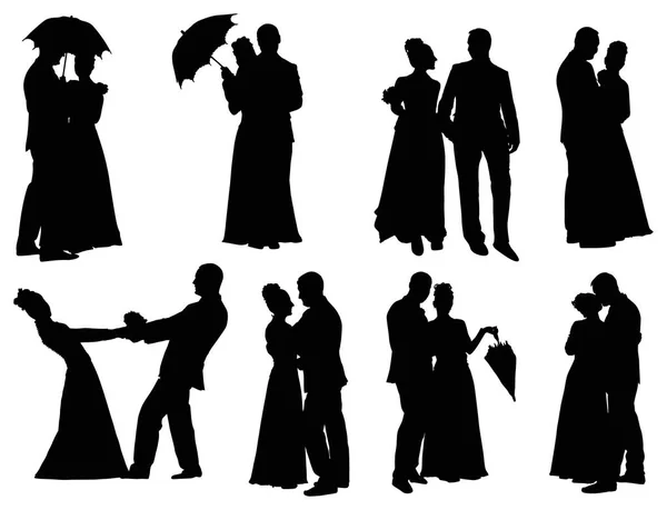 Illustration Avec Des Couples Mariage Isolés Sur Fond Blanc — Image vectorielle
