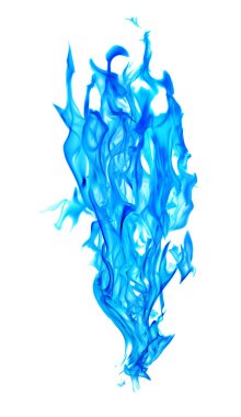 Beyaz arkaplanda izole edilmiş mavi ateş kıvılcımı