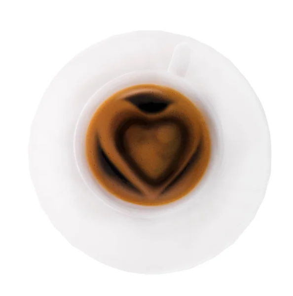 Tazza di caffè con schiuma a forma di cuore — Foto Stock