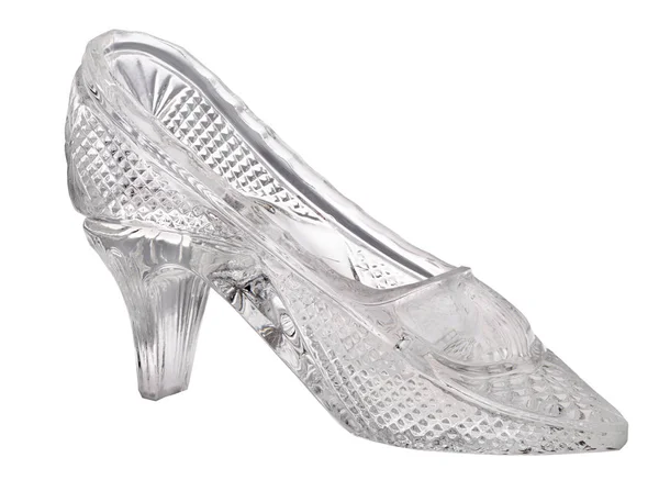 Singola scarpa di vetro isolata su bianco — Foto Stock
