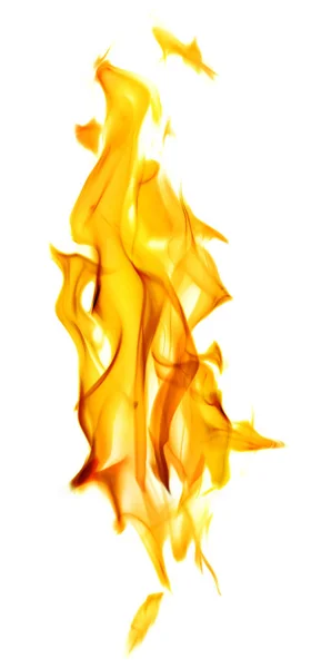 白に隔離された黄色い炎の柱 — ストック写真