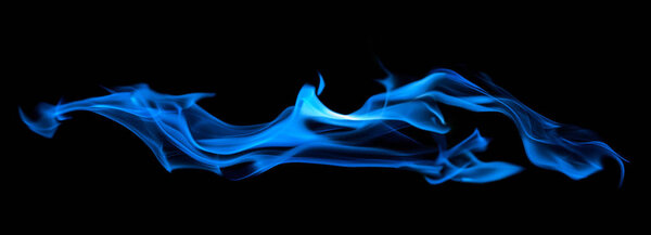 Blue flame isolated on black background