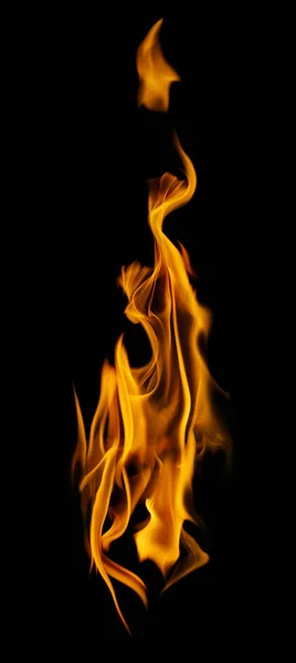 Yellow column flame isolated on black — Stock Photo, Image