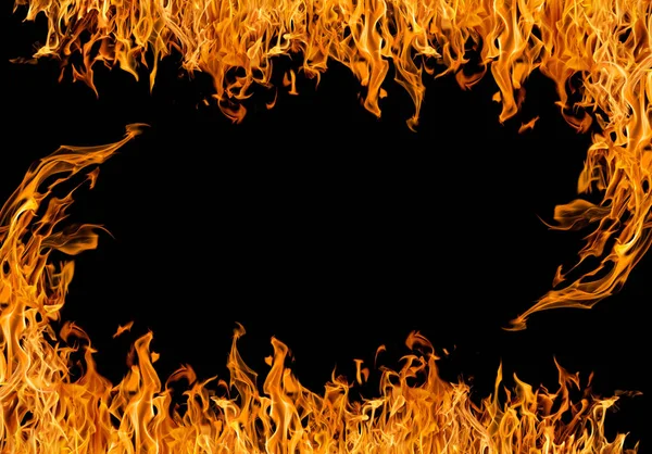 Mörkgul Flam ram isolerad på svart — Stockfoto
