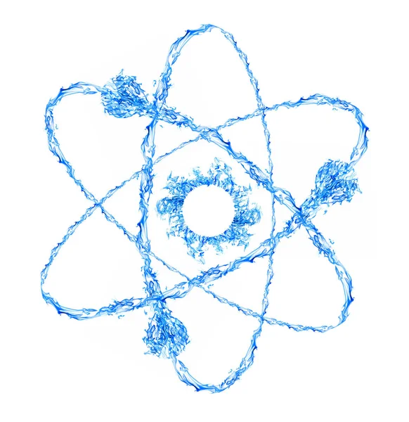 Blue flame atom symbol isolated on white — Stock Photo, Image