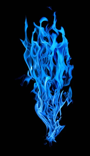 Isolated blue fire spark on black background — Stock Photo, Image