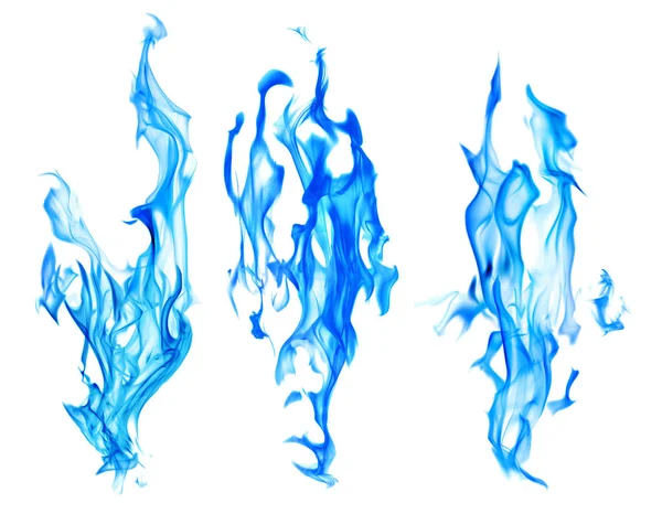 Set of blue fire sparks on white background — Stock Photo, Image