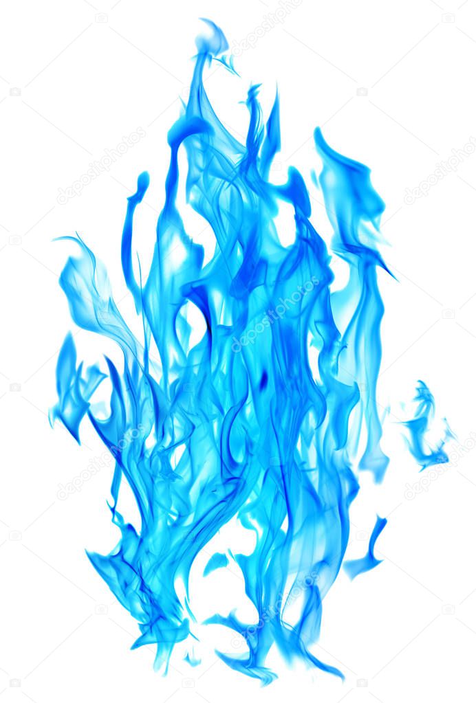 blue isolated fire sparks on white