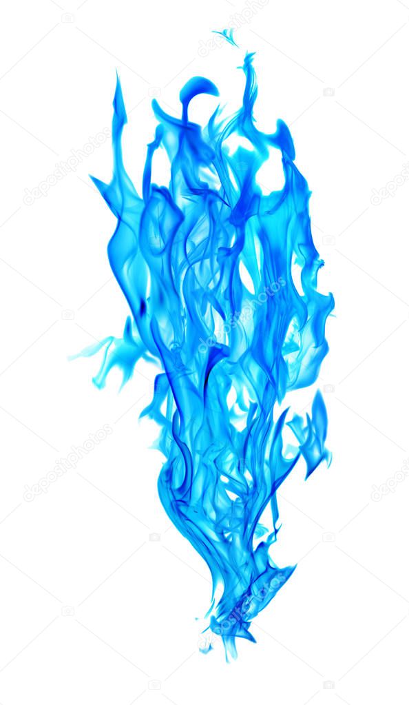 isolated blue fire spark on white background