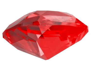 Beyaz üzerinde kırmızı şeffaf yakut kenar görünümü