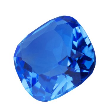 Beyaz üzerine koyu mavi safir taşı.