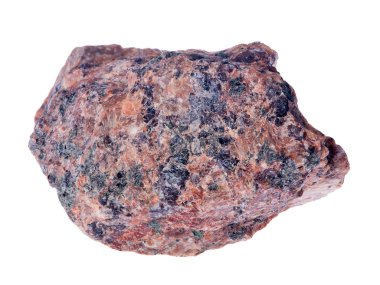 Tek kahverengi ve siyah granit beyaz üzerine izole edilmiş. 