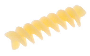 kıvrımlı sarı makarna parçası.