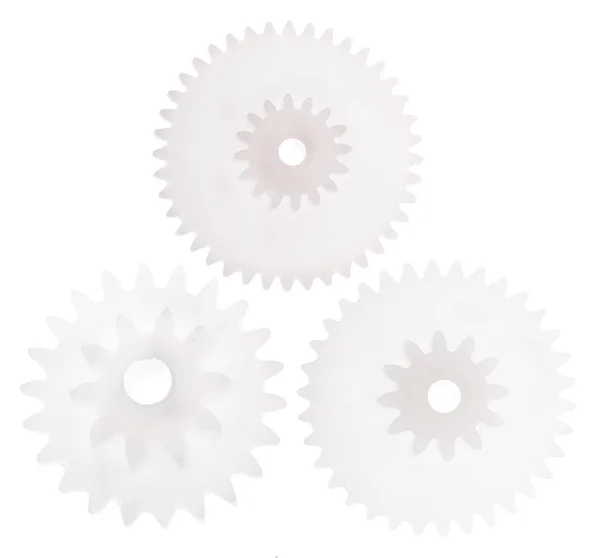 Three light gears isolated on white — Stock Photo, Image