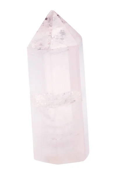 Ροζ φυσικό ορεινό κρύσταλλο απομονώνονται σε λευκό — Φωτογραφία Αρχείου