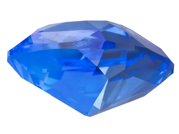 白色的蓝色透明蓝宝石侧面视图 — 图库照片