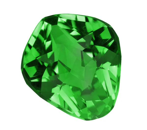 Dunkelgrüner Smaragd isolierter Edelstein — Stockfoto