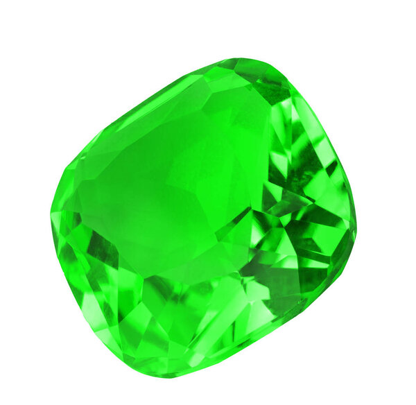 темно-зеленый изумрудный драгоценный камень на белом