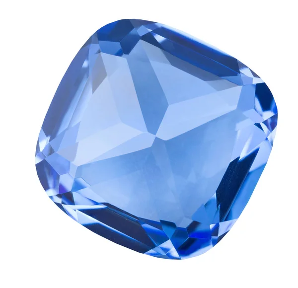 Transparent blue sapphire gem on white — Stock Photo, Image