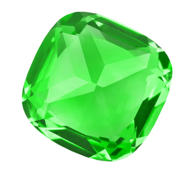 Transparent green emerald gem on white — Stok Foto