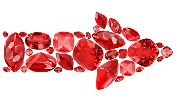 红红宝石制成的箭，在白色上分离 — 图库照片