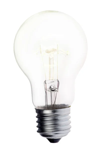 Självlysande glödlampa på vit — Stockfoto