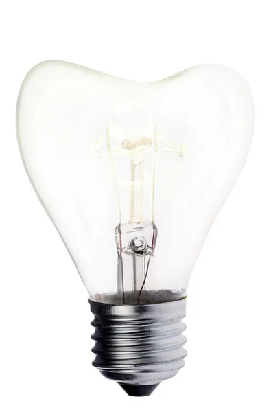 Lampada elettrica a incandescenza a forma di cuore luminescente — Foto Stock