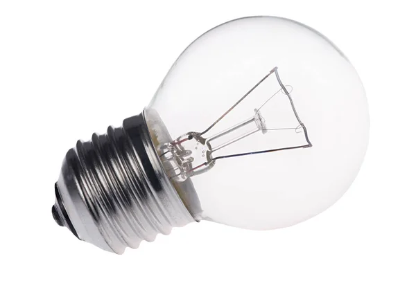 Lampă electrică scurtă incandescentă pe alb — Fotografie, imagine de stoc