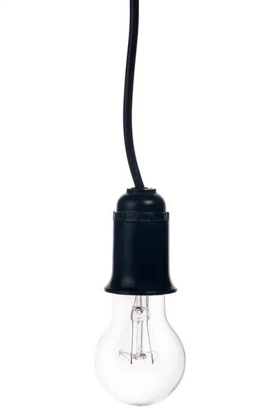 Incandescent electric lamp in receptacle on white — Stock Photo, Image