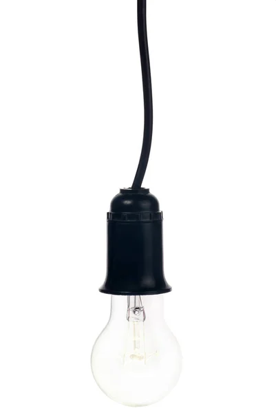Lâmpada elétrica luminescente em receptáculo em branco — Fotografia de Stock