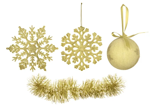Gold christmas tree decorations collection — Stock Photo, Image