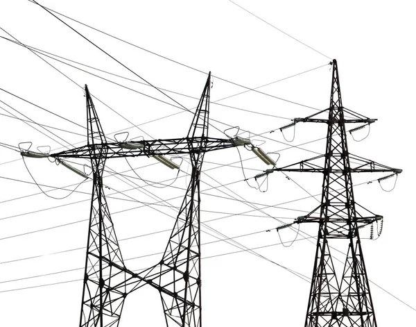 Couple electrical pylons with long wires — Stock Photo, Image