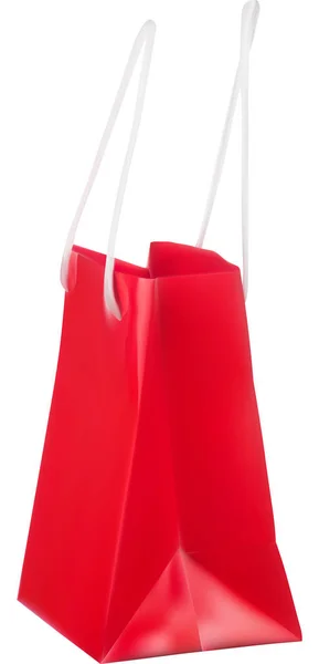 Červená papírová taška na bílém obrázku — Stockový vektor