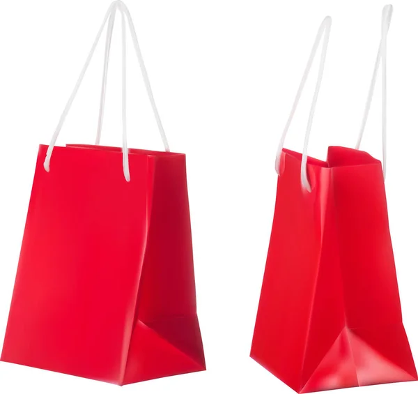 Ilustración con dos bolsas de papel rojo — Vector de stock
