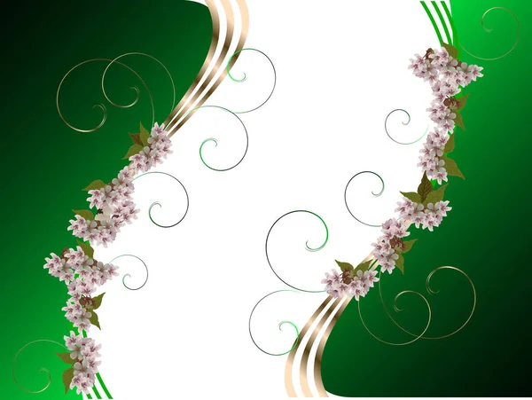 Light flowers band on dark green background — Stock Vector
