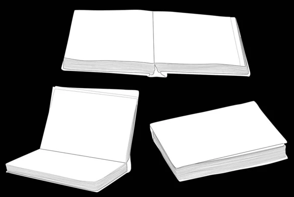 黒で隔絶された3冊の白い本のグループ — ストックベクタ