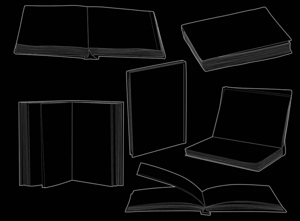 一组六本关于黑色的草图 — 图库矢量图片