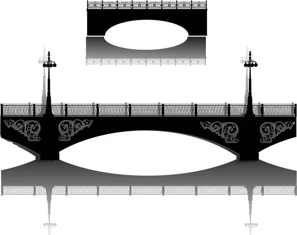 Beyaz yansımalı iki siyah şehir köprüsü — Stok Vektör