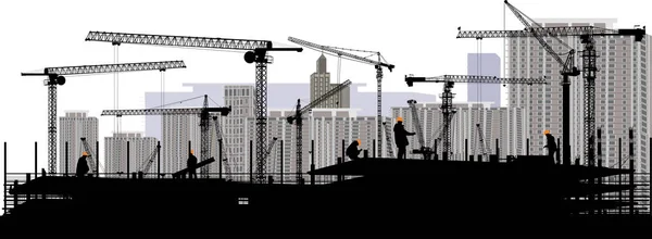 Panorama with black city building — Stock Vector