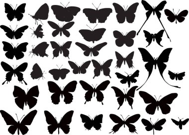 thirty seven black butterflies silhouettes clipart
