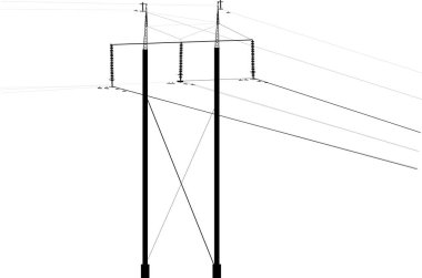 Siyah elektrik kolonu ve kablo ile illüstrasyon